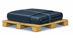 Dépôt de la membrane découpée sur une palette adaptée à la commande.