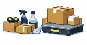 Ajout des accessoires, emballage, étiquetage et pesée de la commande.